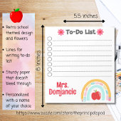 Lehrer Personalisierter Regenbogenstift mit Apfel Notizblock