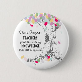 Lehrer Pflanze der Samen des Wissens Regenbogenbau Button