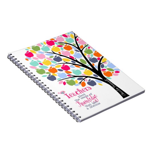 Lehrer Pflanze ein Samen von Wissen bunten Apfel Notizblock (Rechte Seite)