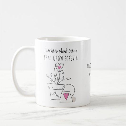 Lehrer Pflanze Samen Zitat Niedlich Doodle Custom Kaffeetasse (Links)