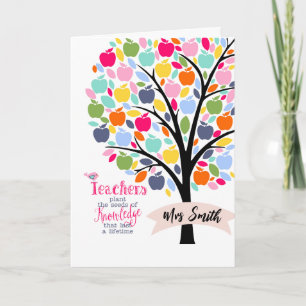 Lehrer pflanzt Samen Apfelbaum Dankeschön Geschenk Karte