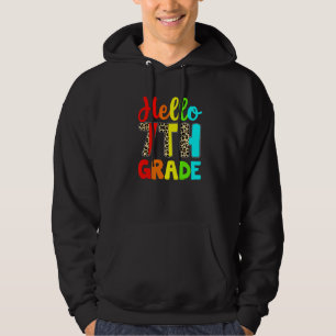 Lehrer Praktikant Hallo 7. Klasse Leopard Zurück z Hoodie