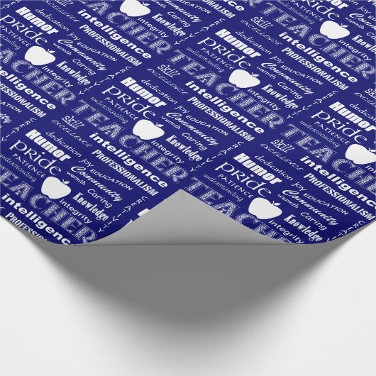 Lehrer Pride Word Cloud+Apple/Midnight Blue Geschenkpapier (Ecke)
