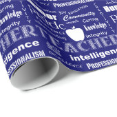 Lehrer Pride Word Cloud+Apple/Midnight Blue Geschenkpapier (Rolleneckpunkt)