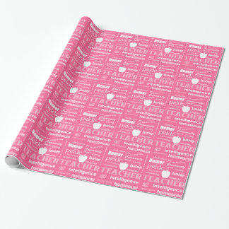 Lehrer Pride Word Cloud+Apple/Soft Pink Geschenkpapier