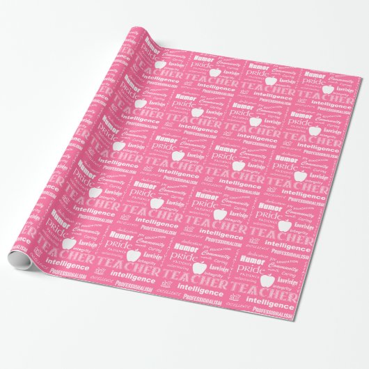 Lehrer Pride Word Cloud+Apple/Soft Pink Geschenkpapier (Ungerollt)