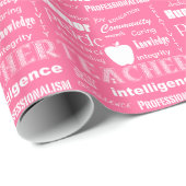 Lehrer Pride Word Cloud+Apple/Soft Pink Geschenkpapier (Rolleneckpunkt)