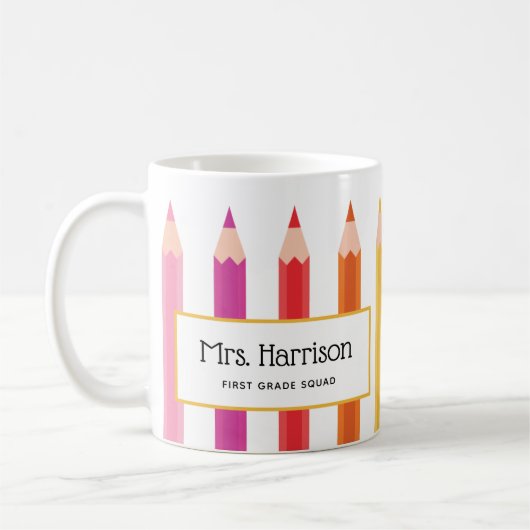 Lehrer Rainbow-Farbstifte Personalisiert Kaffeetasse (Links)