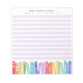 Lehrer-Regenbogen-Farben-Bücher Maßgeschneidert Notizblock (Vorderseite)