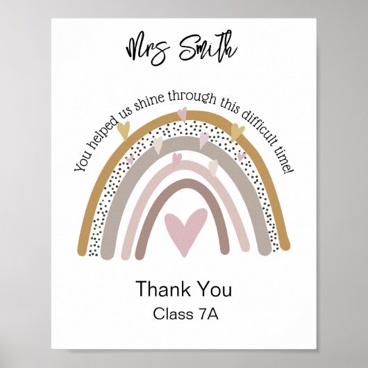 Lehrer Regenbogen Zitat danke Poster (Vorne)