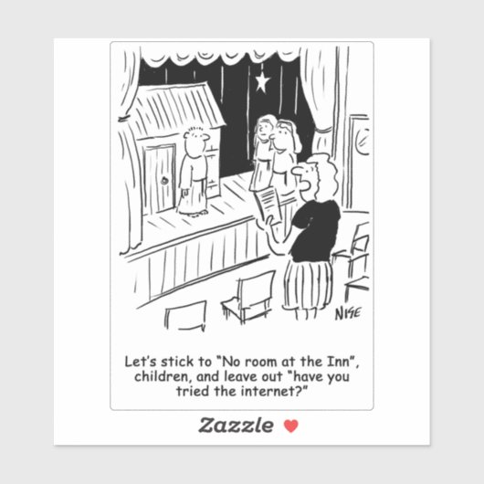 Lehrer Rehearsing Nativplay Cartoon Aufkleber (Blatt)