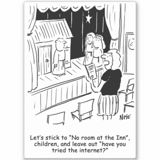 Lehrer Rehearsing Nativplay Cartoon Aufkleber (Vorderseite)