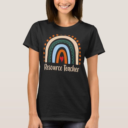 Lehrer-Ressource Boho Regenbogen Abschluss danke T-Shirt (Vorderseite)