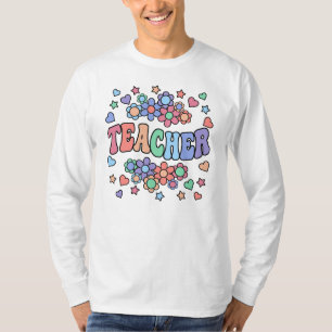 LEHRER-Retro-Groovy, Blume, Herz, Sterne T-Shirt