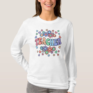 LEHRER-Retro-Groovy, Blume, Herz, Sterne T-Shirt