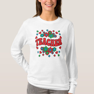 LEHRER-Retro-Groovy, Blume, Herz, Sterne T-Shirt