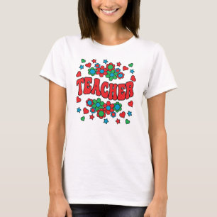 LEHRER-Retro-Groovy, Blume, Herz, Sterne T-Shirt