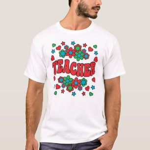 LEHRER-Retro-Groovy, Blume, Herz, Sterne T-Shirt