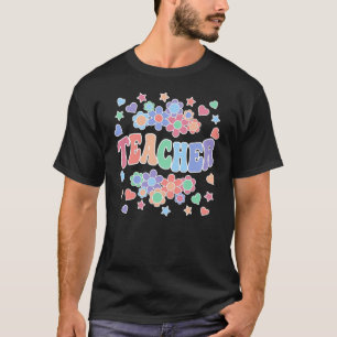 LEHRER-Retro Groovy, Blumen, Herzen, Sterne T-Shirt