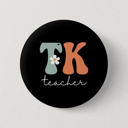 Lehrer Retro Groovy Vintag glücklicher erster Tag Button (Vorderseite)