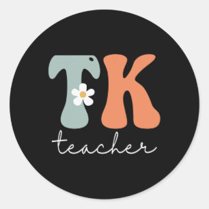 Lehrer Retro Groovy Vintage Glücklicher erster Sch Runder Aufkleber