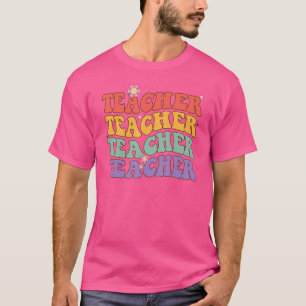 Lehrer Retro Hippie Stil farbenfrohe Grafik mit F T-Shirt
