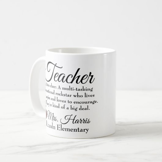 Lehrer Rockstar Gewohnheit Kaffeetasse (Vorderseite Links)