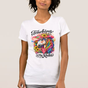 Lehrer Rodeo-Shirt, Florales Pferd Cowgirl-T-Shirt T-Shirt