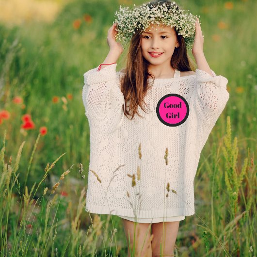 Lehrer Rosa und Schwarz Gutes Mädchen Runder Aufkleber