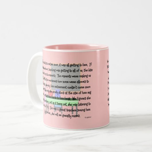 Lehrer-Ruhestand "gegangene Bonkers" Zweifarbige Tasse (Vorderseite Links)