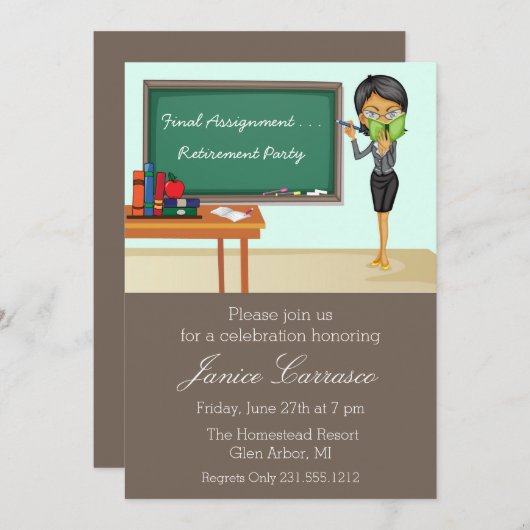Lehrer-Ruhestands-Party Einladung (Vorne/Hinten)