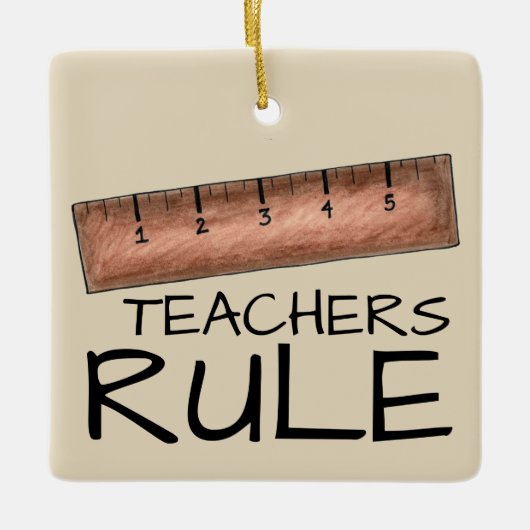 LEHRER RULE School Teacher Wooden Ruller Klasse Keramikornament (Vorderseite)