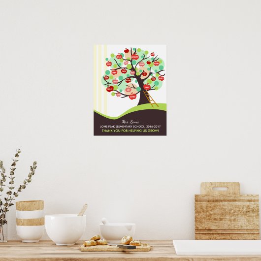 Lehrer schätzen Apfelbaum Geschenk Klassenraum Poster (Küche)