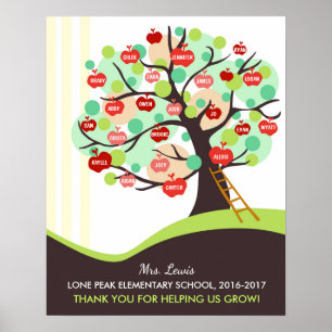 Lehrer schätzen Apfelbaum Geschenk Klassenraum Poster