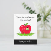 Lehrer schätzen besten Lehrer Bug in Apple Postkarte (Stehend Vorderseite)