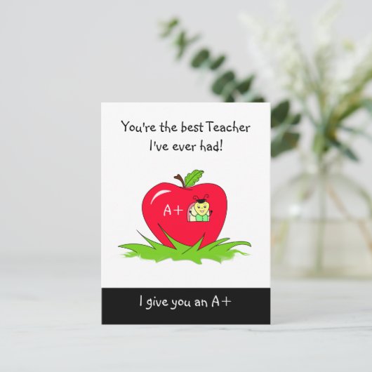 Lehrer schätzen besten Lehrer Bug in Apple Postkarte (Stehend Vorderseite)