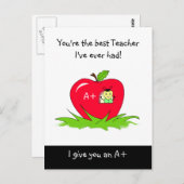 Lehrer schätzen besten Lehrer Bug in Apple Postkarte (Vorne/Hinten)