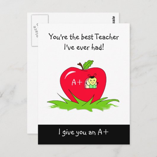 Lehrer schätzen besten Lehrer Bug in Apple Postkarte (Vorne/Hinten)