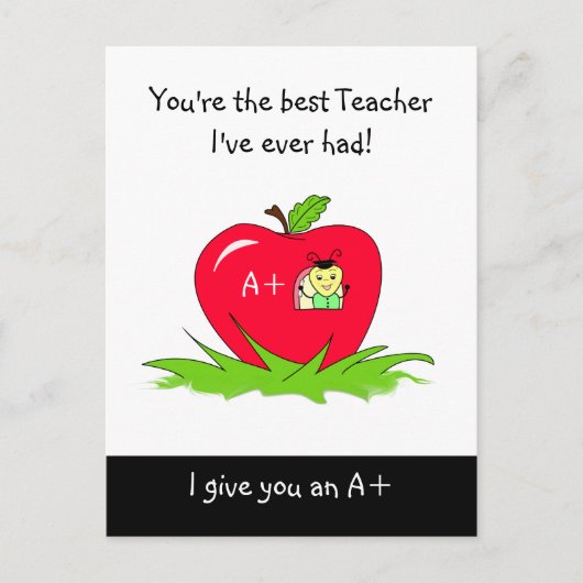 Lehrer schätzen besten Lehrer Bug in Apple Postkarte (Vorderseite)