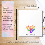 Lehrer schätzen personalisierte Regenbogenhand Notizblock