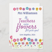Lehrer schätzen, wenn Lehrer Blume waren Dankeskarte (Vorne/Hinten)