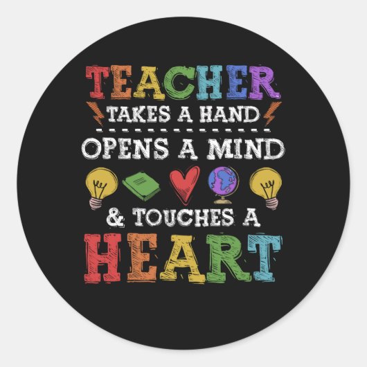 Lehrer schätzt die inspirierende Qu von Hand Runder Aufkleber (Vorderseite)