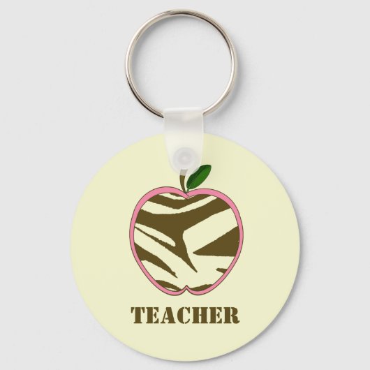 Lehrer Schlüsselanhänger - Brawn Zebra Print Apple (Vorderseite)