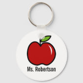 Lehrer Schlüsselanhänger mit rotem Apfeldesign (Vorderseite)