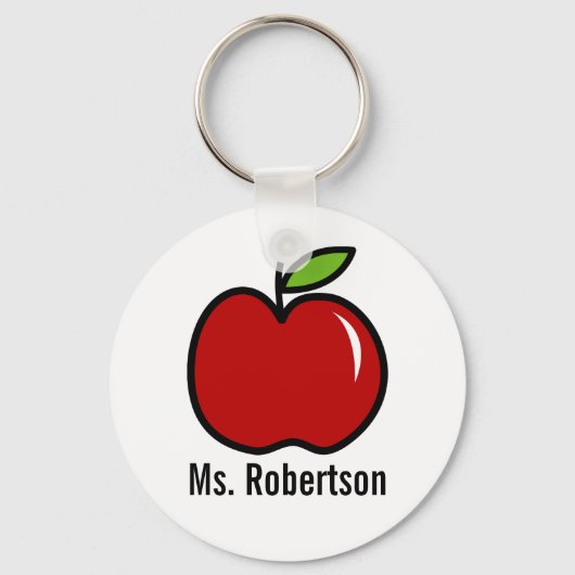 Lehrer Schlüsselanhänger mit rotem Apfeldesign (Vorderseite)