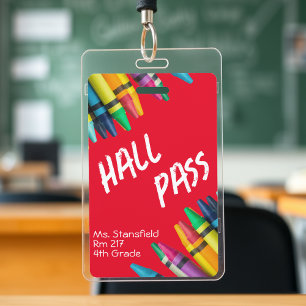 Lehrer Schüler Buntstift Klasse Toilette Hallenpas Ausweis