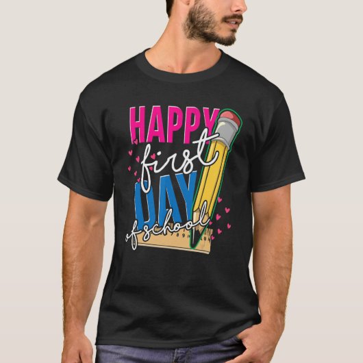 Lehrer Schüler glücklich ersten Schultag T-Shirt (Vorderseite)