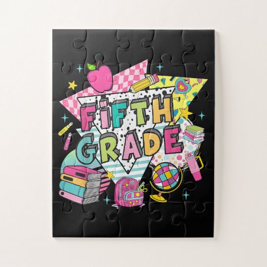 Lehrer Schüler Retro 90er Zurück zur Schule Puzzle (Vertikal)