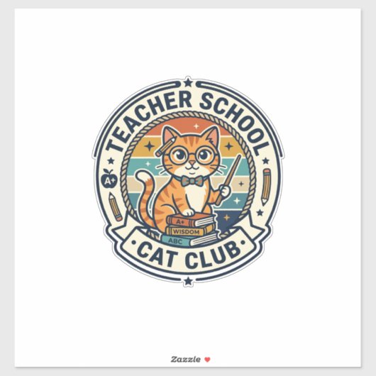 Lehrer Schulkatze Süße Katze Design - Lehrer Sch Aufkleber (Blatt)