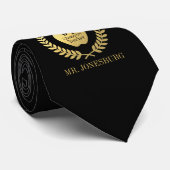 Lehrer-Schwarz-Imitat-Gold des Name-#1 Krawatte (Gerollt)